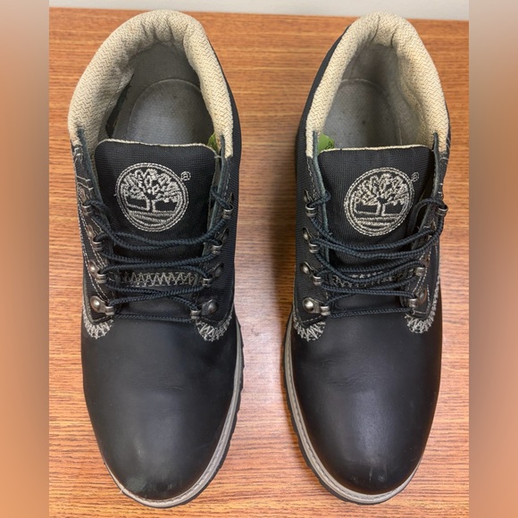 Timberland Chukka Combat Boots Sunburst Black Leather Silver Accents Men’s SZ 9 main image 6